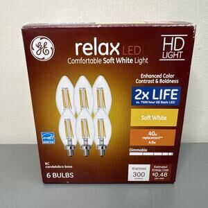 GE Relax 6-Pack 40 W Equivalent Dimmable Soft White B11 BC LED Light Fixture
